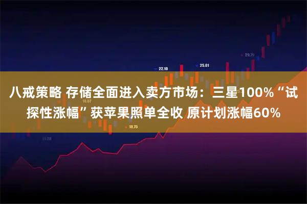 八戒策略 存储全面进入卖方市场：三星100%“试探性涨幅”获苹果照单全收 原计划涨幅60%